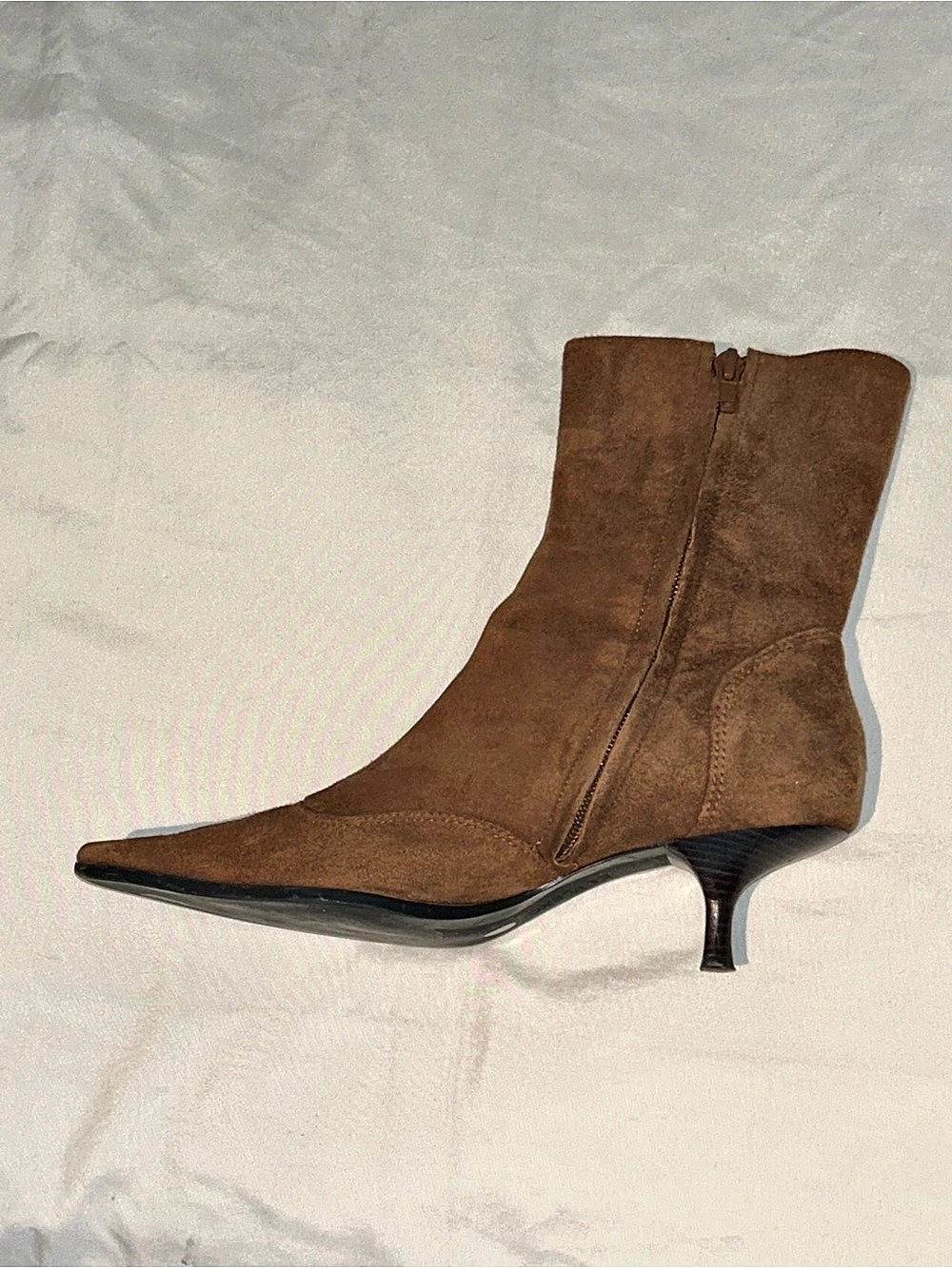Pointed Toe Brown kitten Heel Boots US 7M - Picture 4 of 7